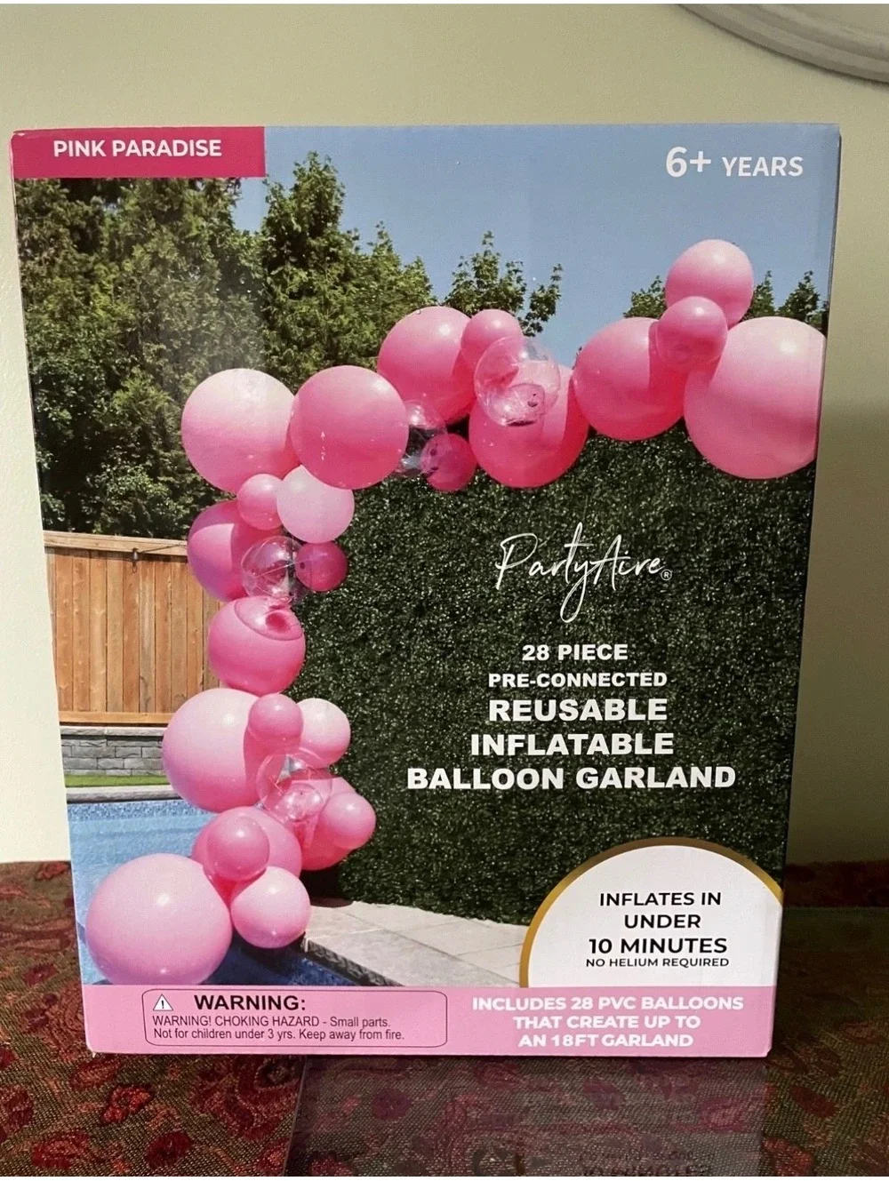 PartyAire Pink Paradise 28-Piece Reusable Inflatable Balloon Garland Kit